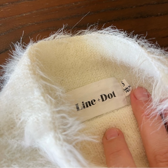 Line + Dot Cream Fuzzy Mock Neck Adler Sweater Revolve Like New - Picture 5 of 6